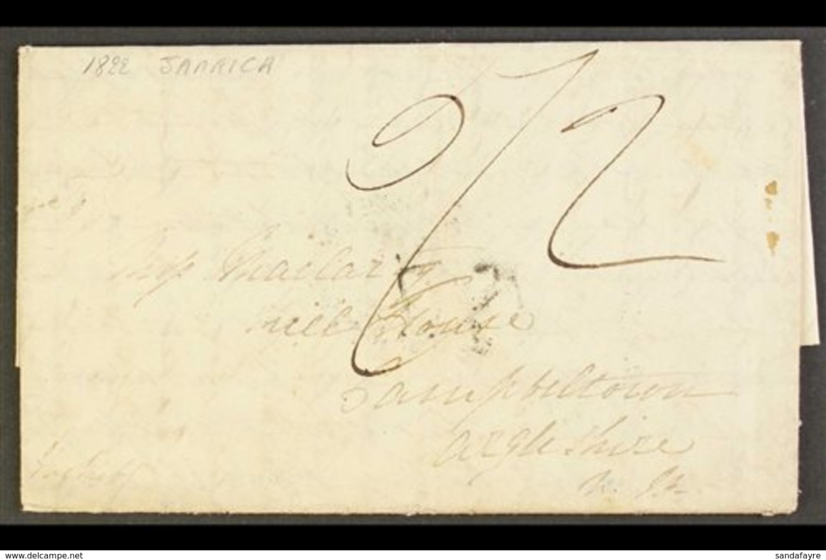 1822 FLEURON ON ENTIRE TO SCOTLAND "PR PACKET ST ANN"  (Feb) Lengthy Letter Showing Clear But Feint Cancel. Glasgow Arri - Jamaica (...-1961)