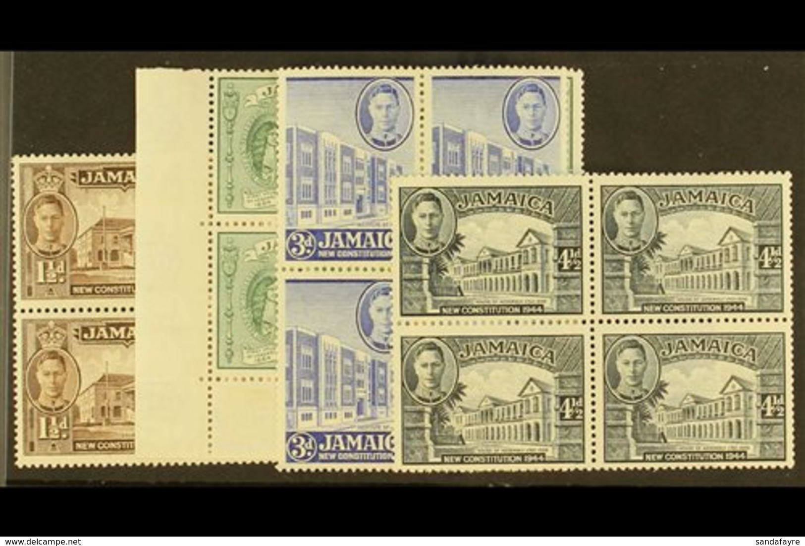 1945-46  1½d - 4½d Perf. 12½x13, SG 134/137a, Fine Mint Blocks Of Four. (16 Stamps) For More Images, Please Visit Http:/ - Jamaica (...-1961)