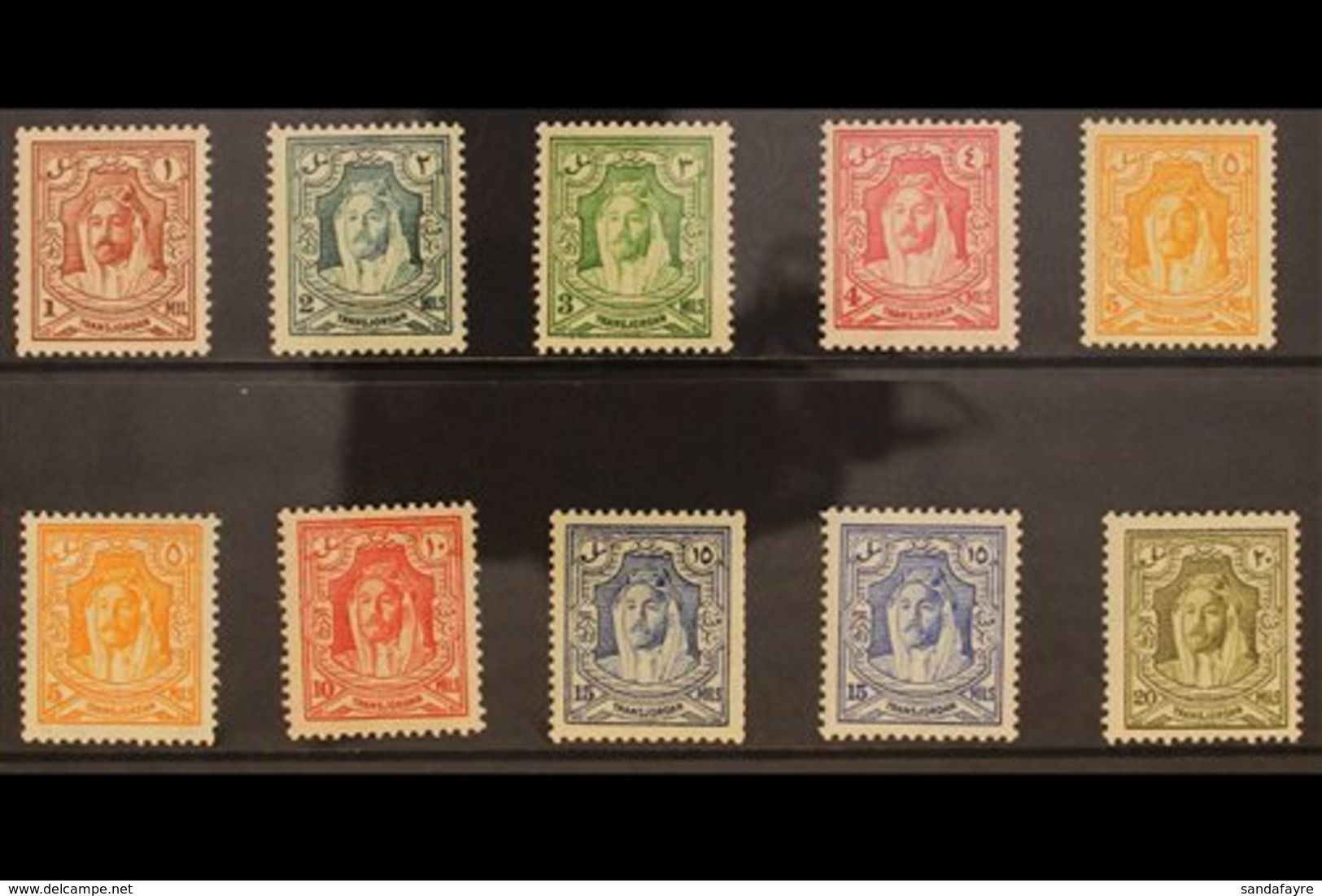 1930-39  Emir Perf 13½ X 13, Definitive Set,  Inc 1m Red Brown, 2m Greenish Blue, 3m Green, 4m Carmine Pink, 5m Orange C - Jordan