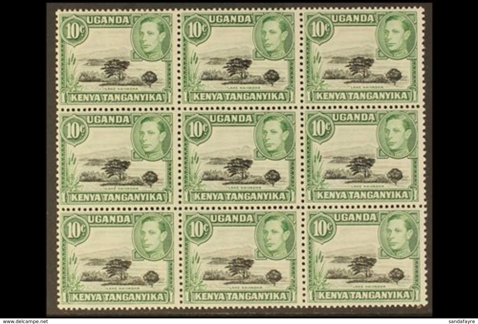 1938-54  10c Black & Green Perf 13 X 11¾ MOUNTAIN RETOUCH (position R. 6/7), SG 135a, Within Superb Never Hinged Mint BL - Vide