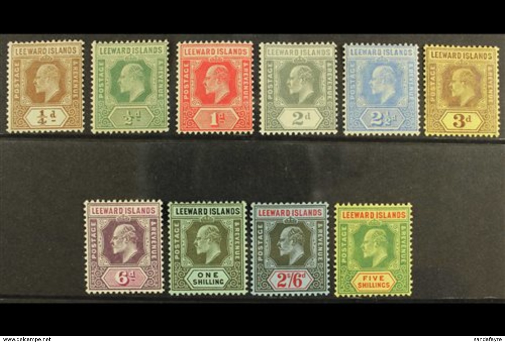 1907-11  Complete Set, SG 36/45, Fine Mint. (10) For More Images, Please Visit Http://www.sandafayre.com/itemdetails.asp - Leeward  Islands