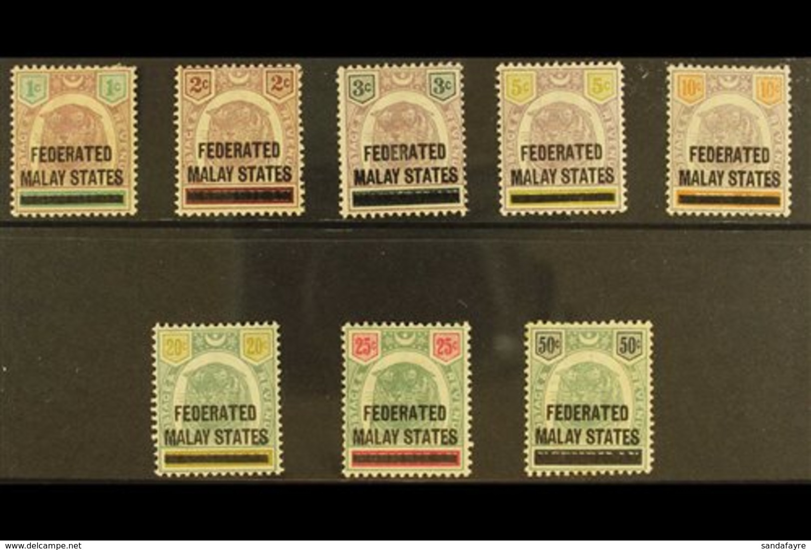 FEDERATED STATES  1900 Overprint Set On "Tigers", SG 1/8, Fine Mint, Odd Tone Spot.. (8 Stamps) For More Images, Please  - Other & Unclassified