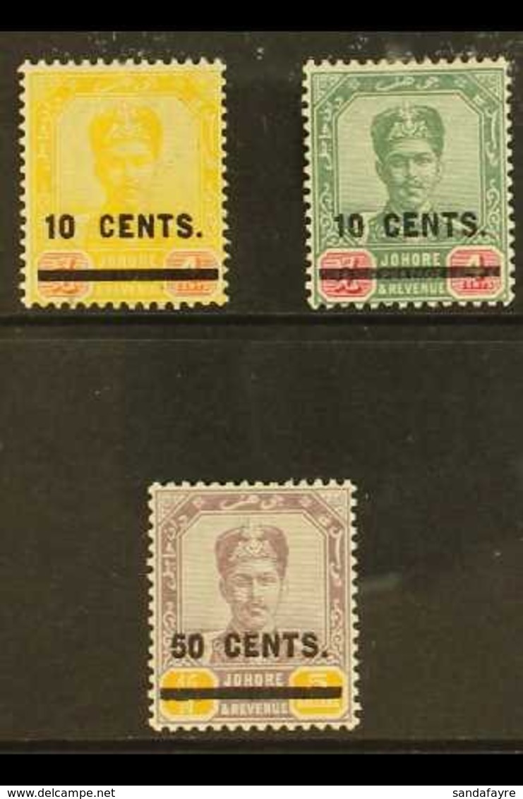 JOHORE  1904 Surcharge Set Complete, SG 58/60, Very Fine Mint. (3 Stamps) For More Images, Please Visit Http://www.sanda - Sonstige & Ohne Zuordnung