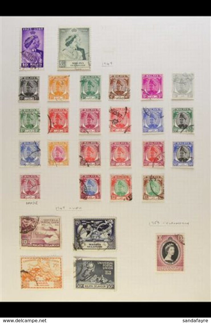 SELANGOR  1948-86 Complete Fine Used Collection Which Includes 1948 RSW Set, 1949-55 Definitive Set, 1949 UPU Set, 1957- - Altri & Non Classificati