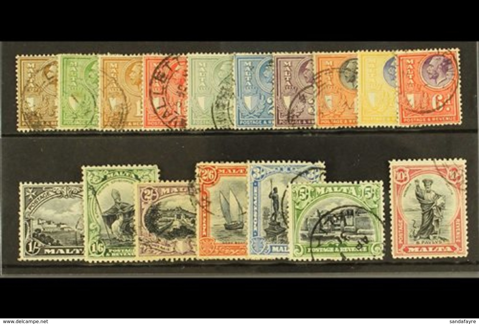 1930  St Paul Set Inscribed "Postage/Revenue", SG 193/209 Complete, Fine To Very Fine Used. (17 Stamps) For More Images, - Malte (...-1964)