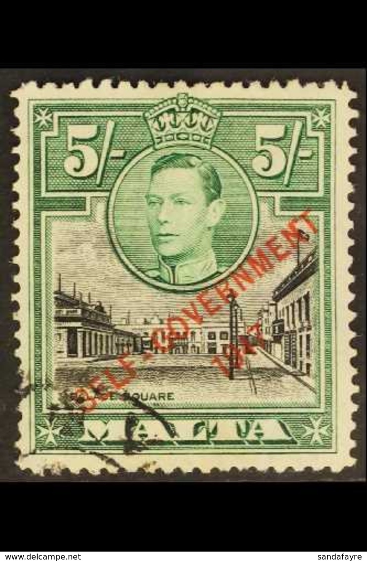 1948-53  5s Black & Green Overprint With 'NT' JOINED Variety, SG 247a, Used. For More Images, Please Visit Http://www.sa - Malta (...-1964)