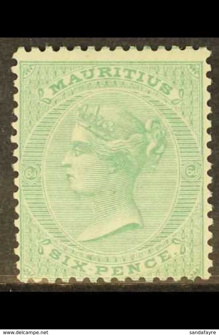 1863  6d Blue Green, Wmk CC, SG 65, Fine Mint. For More Images, Please Visit Http://www.sandafayre.com/itemdetails.aspx? - Mauritius (...-1967)