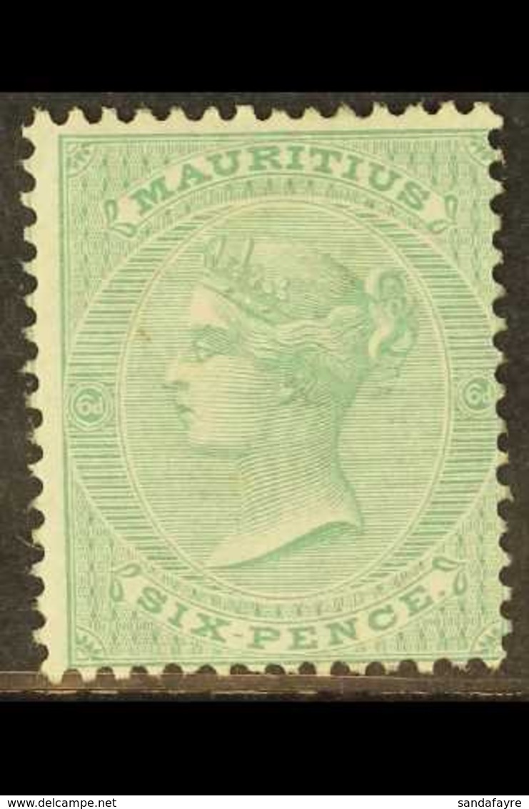 1863  6d Yellow Green, Wmk CC, SG 64, Fine Mint. For More Images, Please Visit Http://www.sandafayre.com/itemdetails.asp - Mauritius (...-1967)