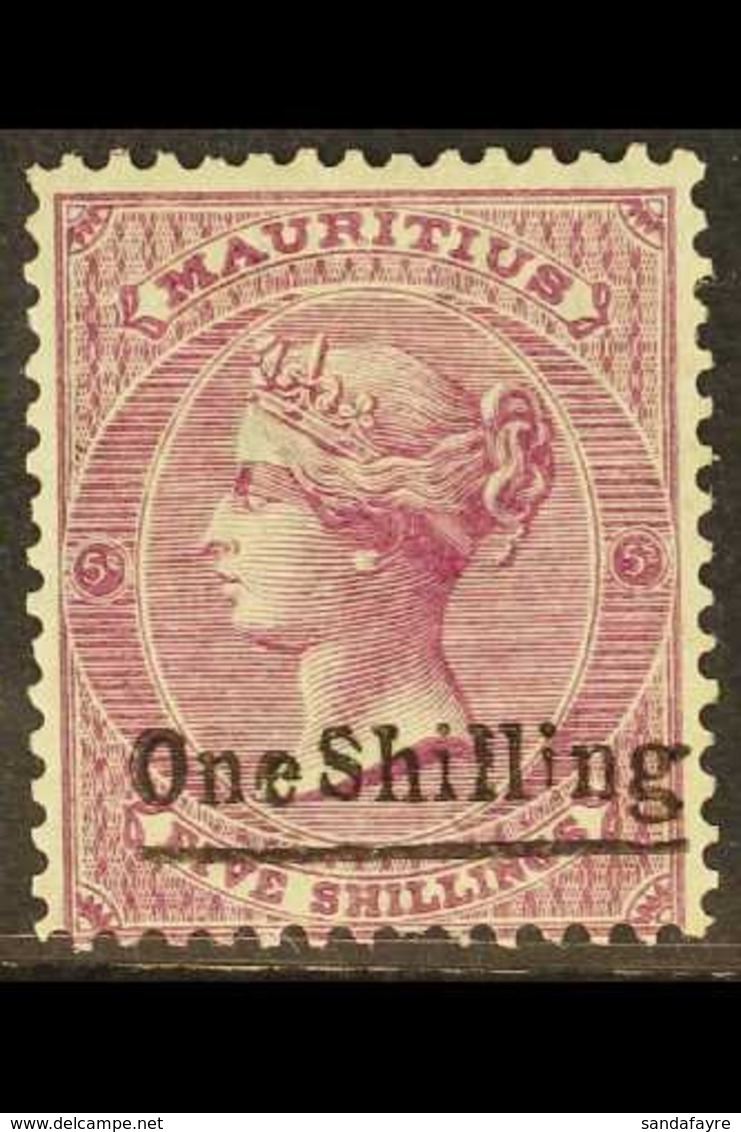 1877  1s On 5s Rosy Mauve, SG 81, Very Fine Mint. Scarce Stamp. For More Images, Please Visit Http://www.sandafayre.com/ - Mauritius (...-1967)