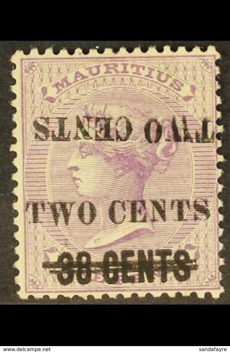 1891  2c On 38c On 9d Pale Violet, Variety "surcharge Double, One Inverted", SG 120c, Very Fine Mint. For More Images, P - Mauritius (...-1967)