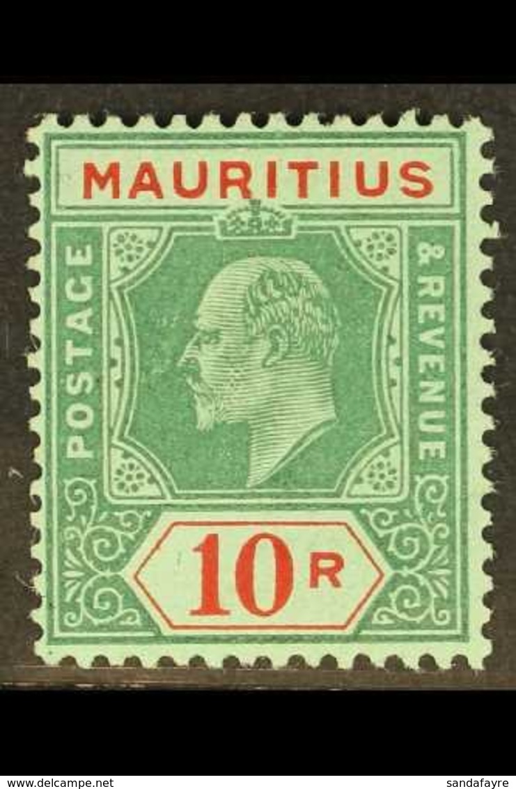 1910  10r Green And Red On Green, Ed VII, SG 195, Very Fine Mint. For More Images, Please Visit Http://www.sandafayre.co - Mauritius (...-1967)