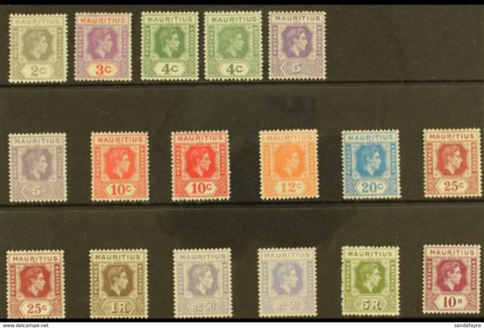 1938-49  Definitive Set Plus A Few Shades, SG 25/63a, Fine Mint (17 Stamps) For More Images, Please Visit Http://www.san - Mauritius (...-1967)