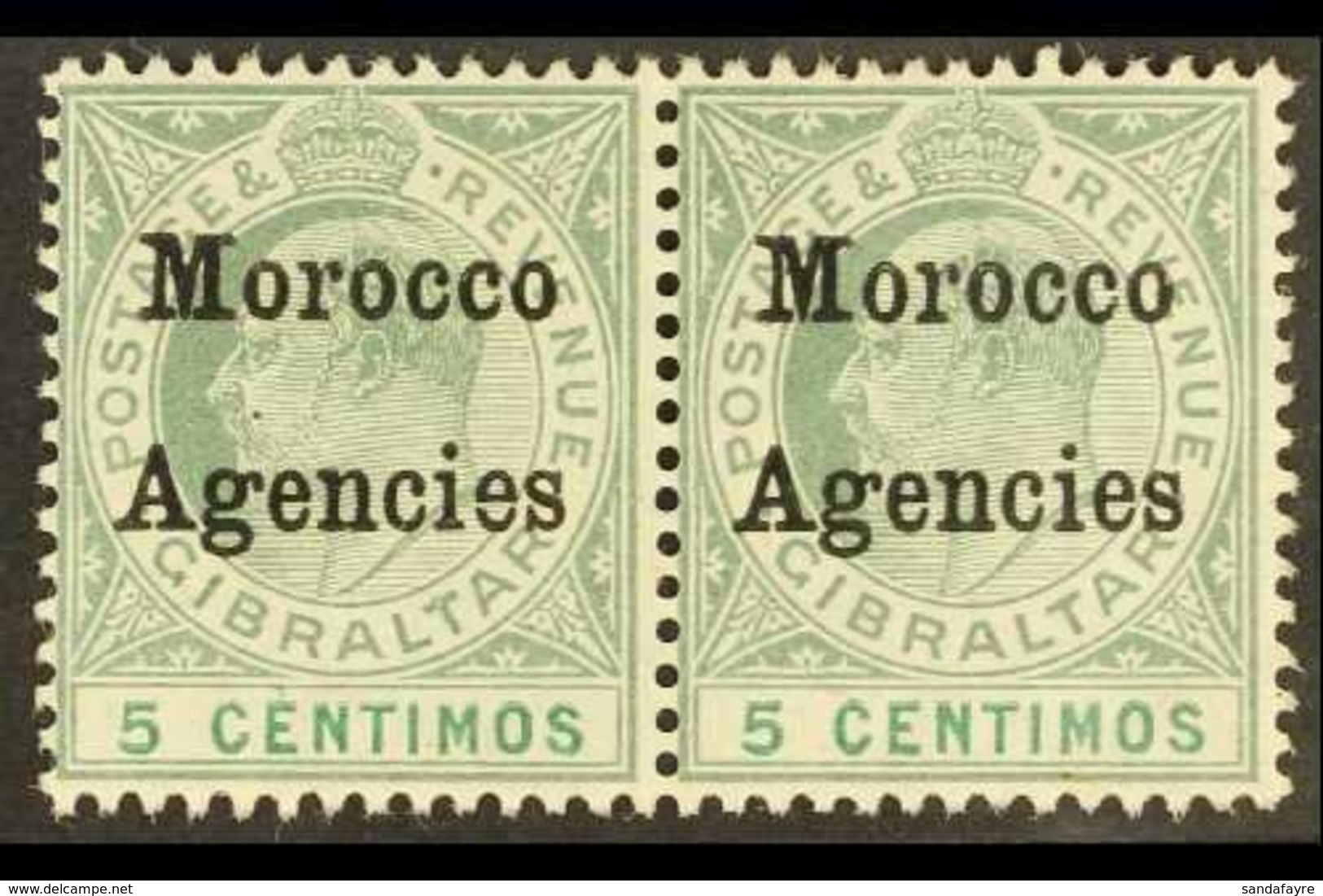 1905  5c Grey Green And Green, Horizontal Pair One Showing The Variety "cd Sideways", SG 24a, Fine Mint. For More Images - Otros & Sin Clasificación