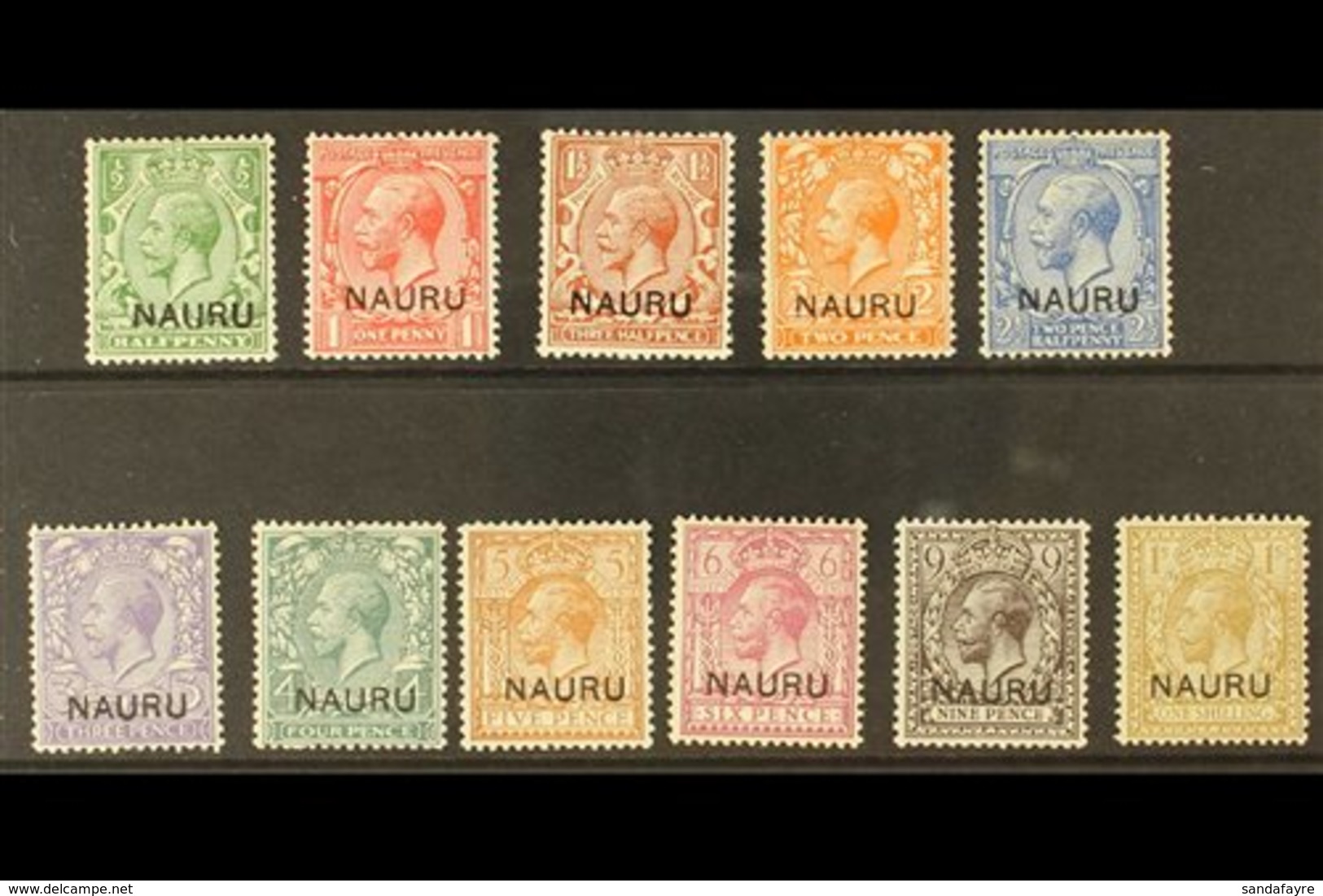 1916-23  Overprints On King George V Stamps Of Great Britain Complete Basic Set (one Of Each Value), SG 1/12, Very Fine  - Nauru