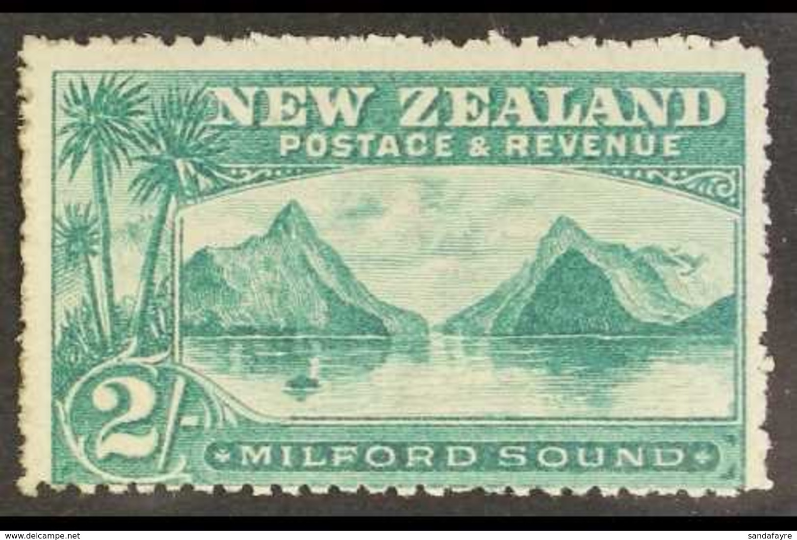 1902/07  2s Blue Green, Perf 14, Milford Sound, SG 328a, Fresh Mint. For More Images, Please Visit Http://www.sandafayre - Autres & Non Classés
