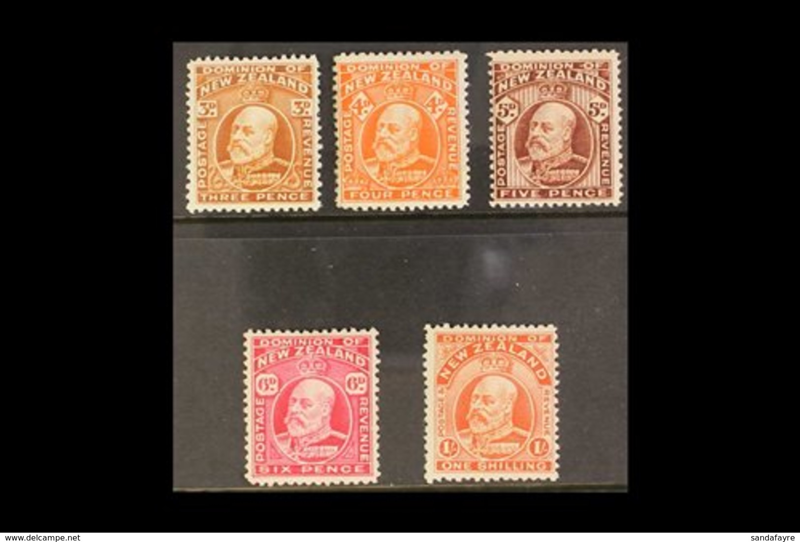 1909 - 11  Ed VII Set, 3d To 1s, Line Perf 14, SG 395/9, Very Fine Mint. (5 Stamps) For More Images, Please Visit Http:/ - Autres & Non Classés