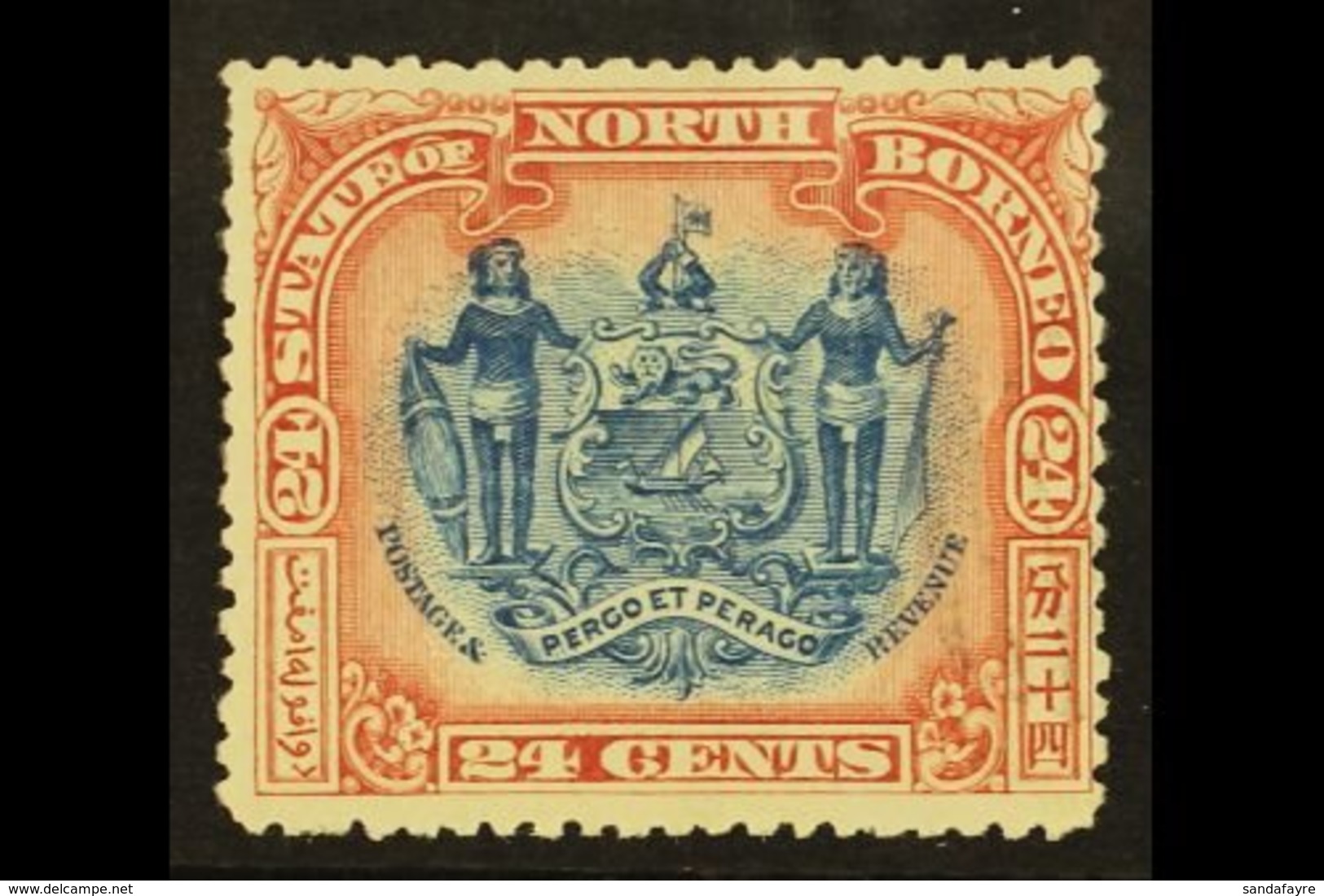 1897  24c Blue And Lake, Corrected Inscription, SG 111, Fine Mint. For More Images, Please Visit Http://www.sandafayre.c - North Borneo (...-1963)