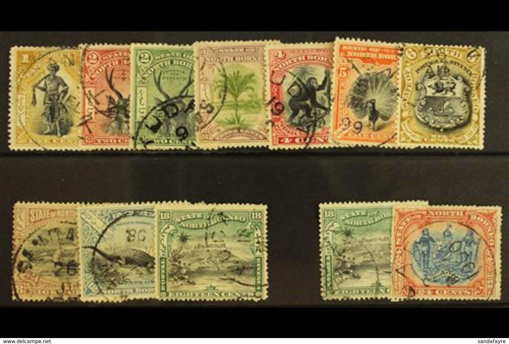 1897-1902  Pictorial 1c To 18c, Corrected Inscriptions 18c And 24c, SG 110/111, Fine CDS Used. (12 Stamps) For More Imag - North Borneo (...-1963)