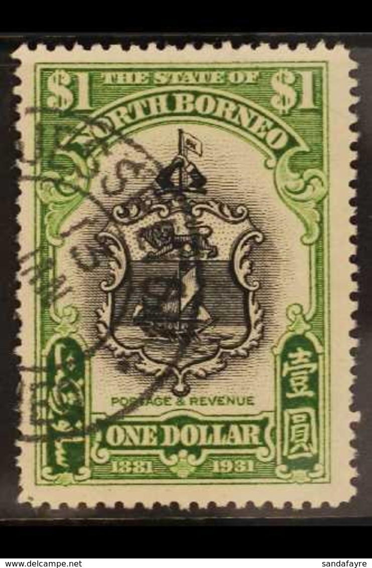 1931  $1 Black And Yellow- Green Anniversary, SG 300, Fine Cds Used. For More Images, Please Visit Http://www.sandafayre - North Borneo (...-1963)