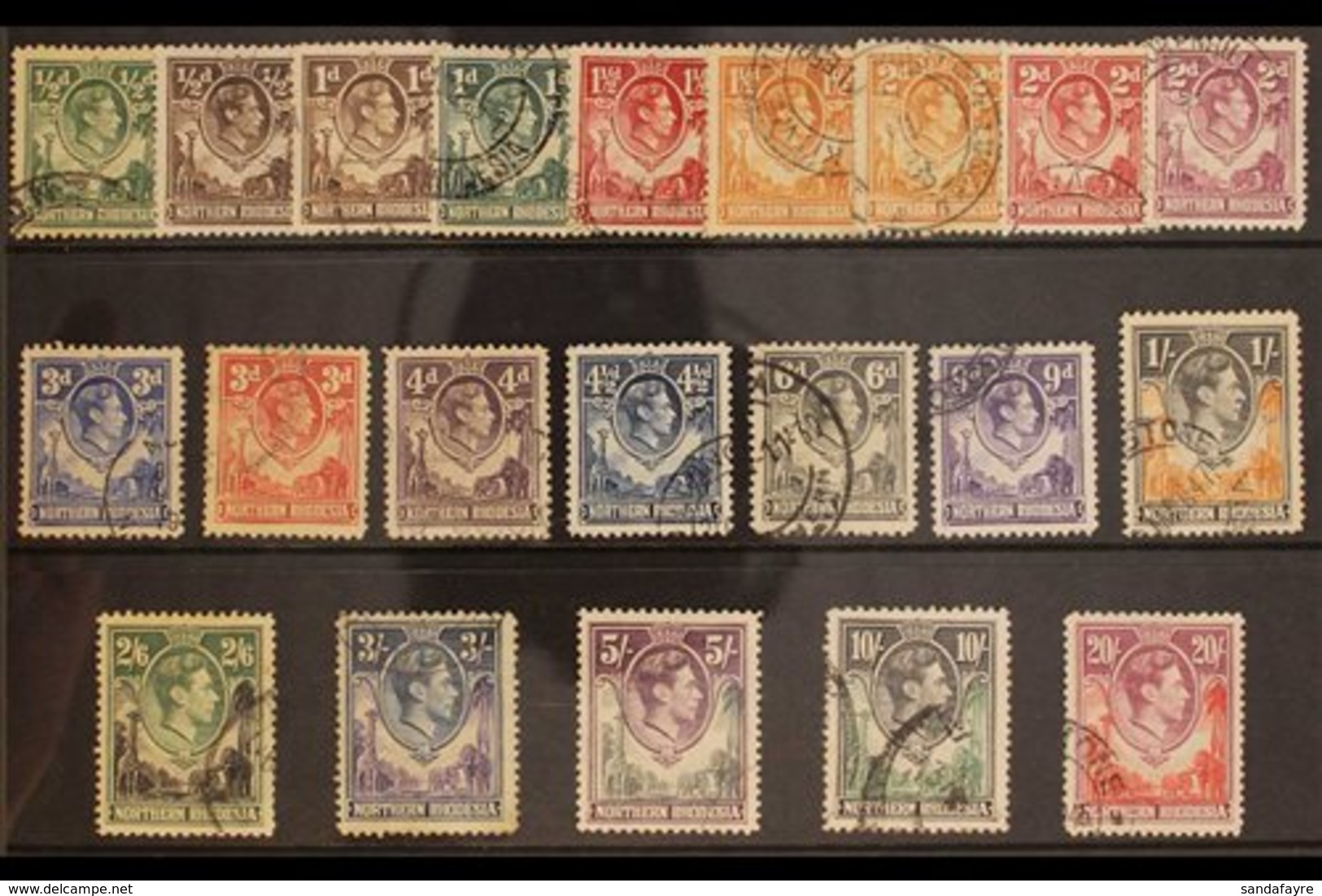 1938-52  KGVI Definitives Complete Set, SG 25/45, Fine/very Fine Used. (21 Stamps) For More Images, Please Visit Http:// - Rhodésie Du Nord (...-1963)