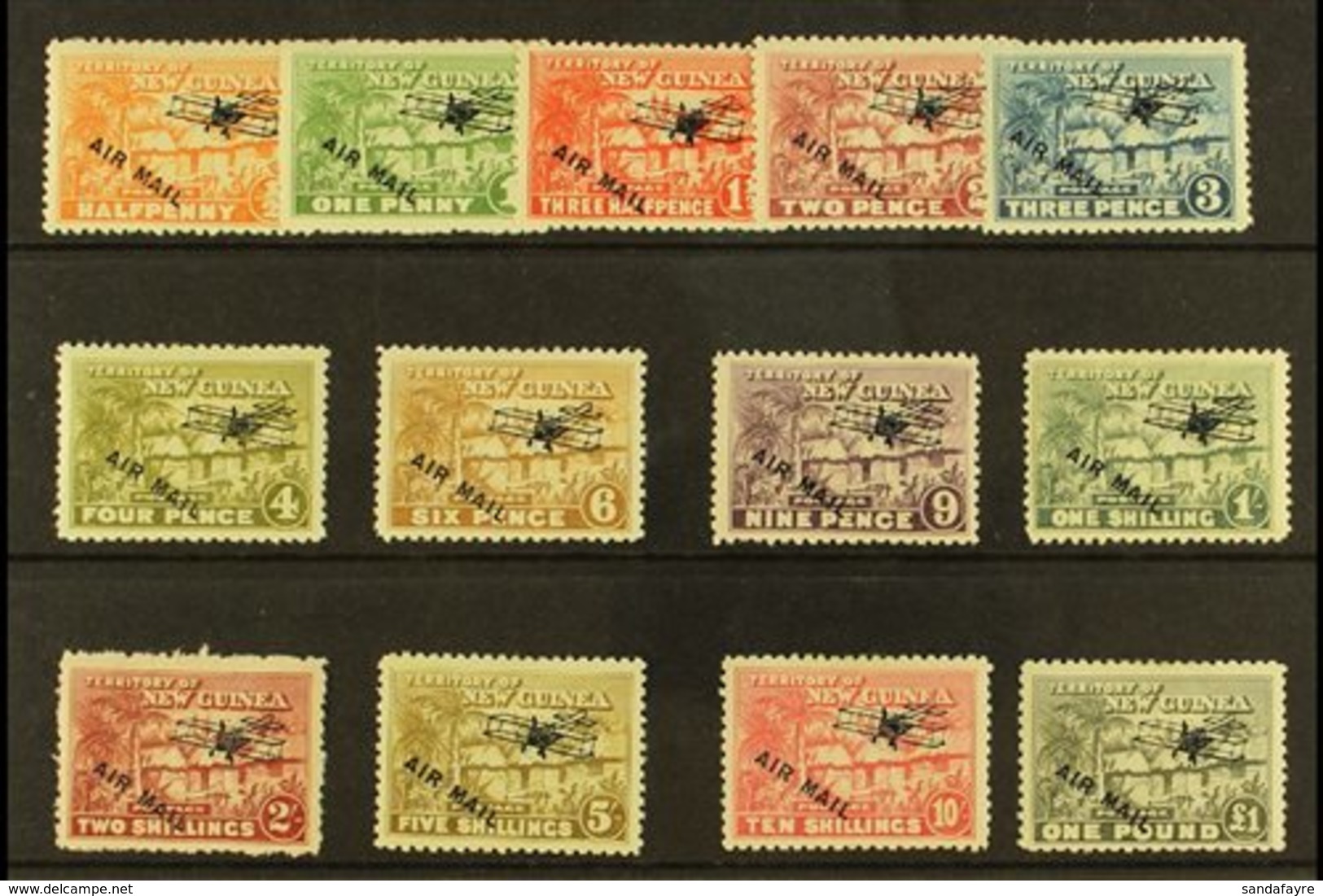 1931  Air Mail Overprint Set On "Huts" Issue Complete, SG 137/49, 1s Hinge Thin Otherwise Very Fine And Fresh Mint. (13  - Papua New Guinea