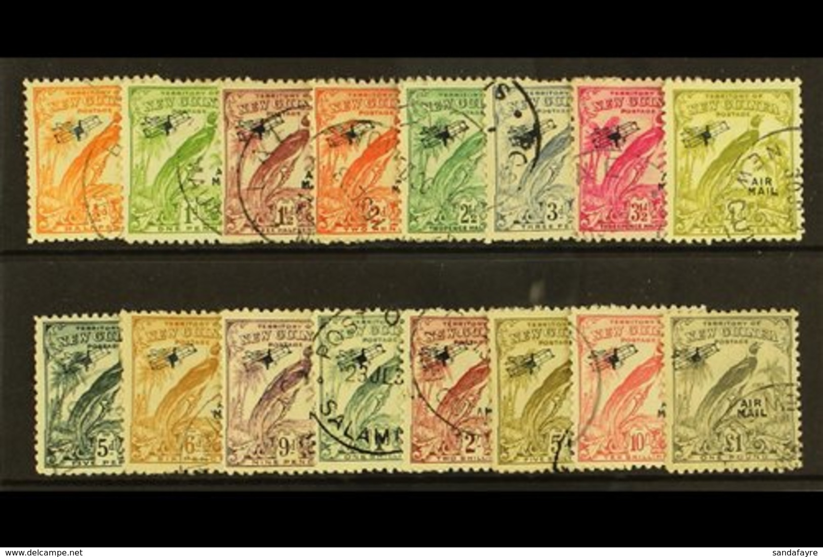 1932  10th Anniv Set (without Dates),  Overprinted Air Mail, SG 190/203, Very Fine And Fresh Used. (15 Stamps) For More  - Papua New Guinea