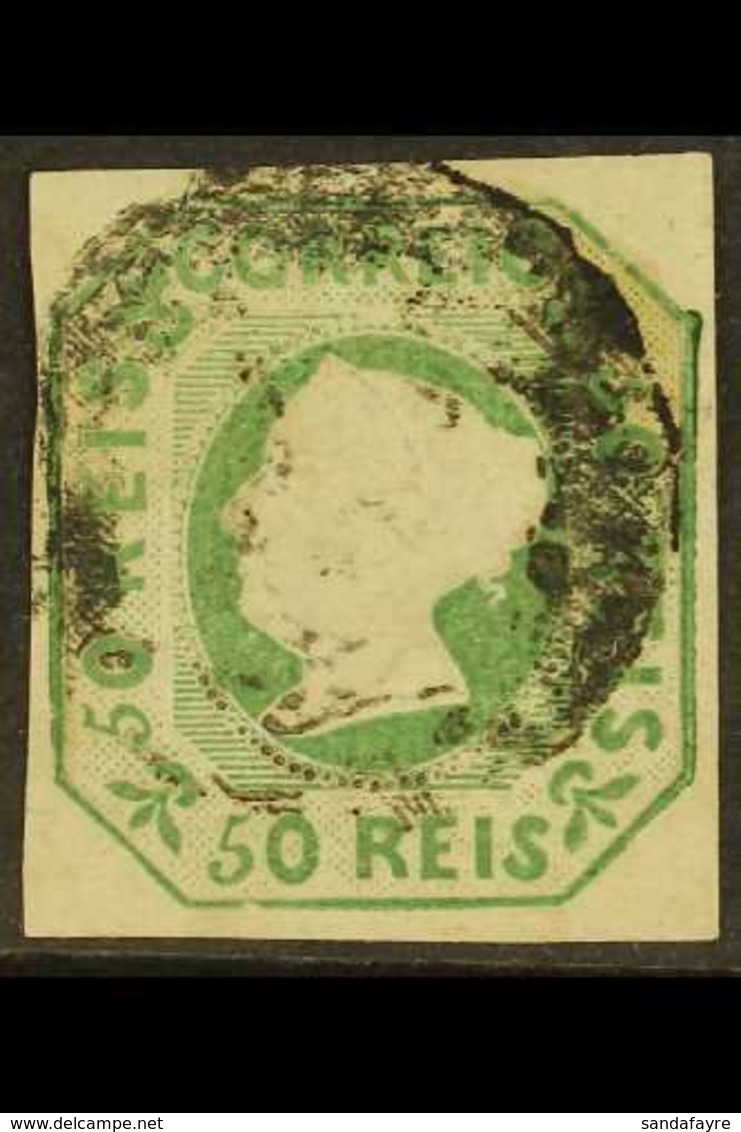 1853  50r Blue-green, Maria, SG 7, Used, Four Margins, Expertly Repaired, However An Attractive Stamp With Cancel Clear  - Other & Unclassified