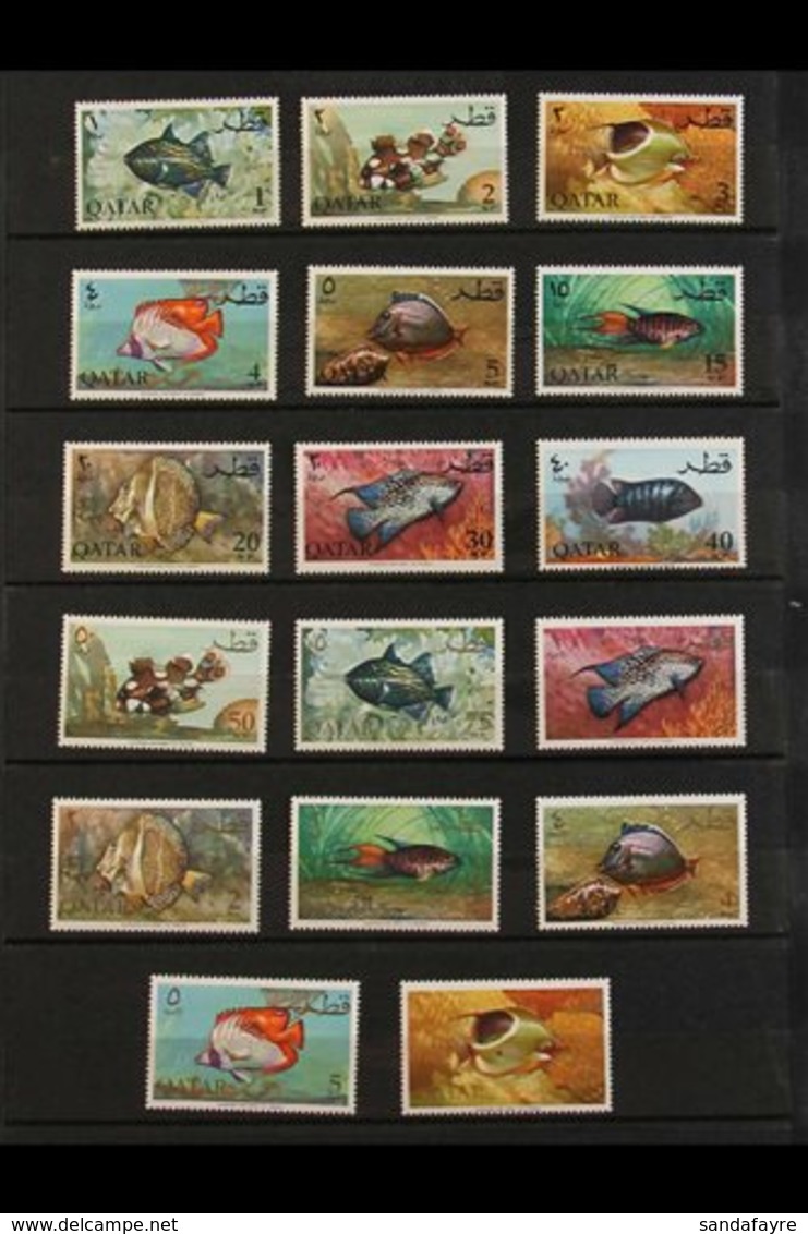 1965-86 NEVER HINGED MINT COLLECTION  ALL DIFFERENT, Includes 1965 ITU & Fish Defins Sets, 1966 Games, Space Rendezvous  - Qatar