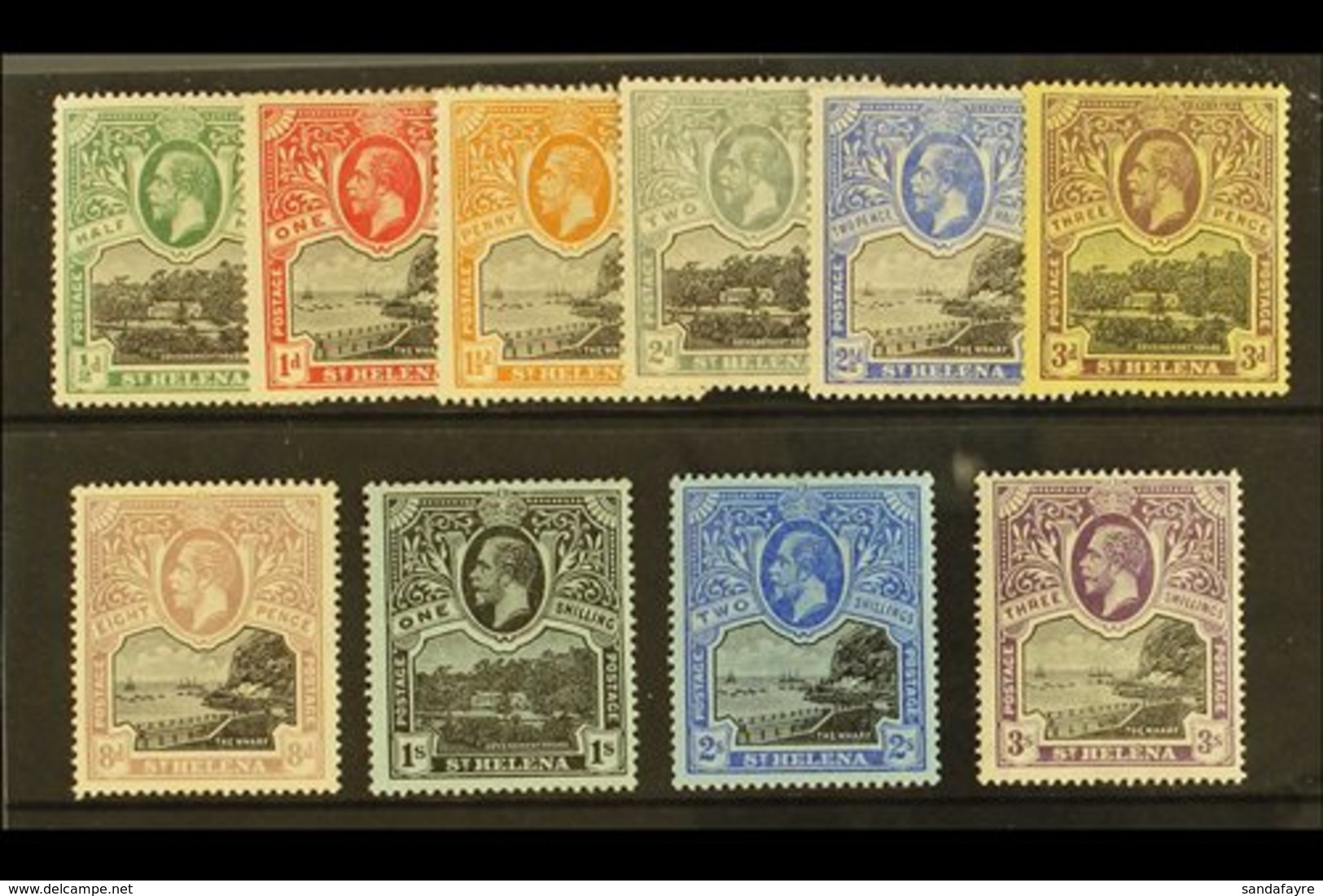 1912-16  "Government House And The Wharf" Complete KGV Set, SG 72/81, Fine Mint. (10 Stamps) For More Images, Please Vis - Saint Helena Island