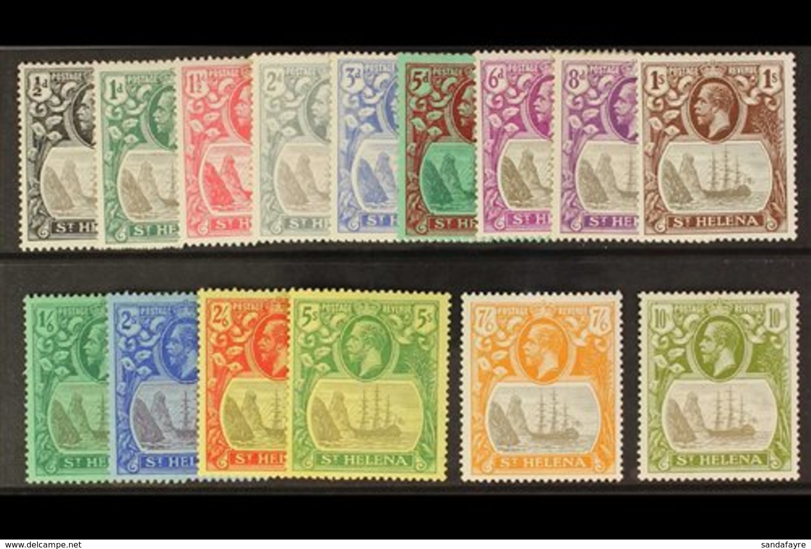 1922-37  "Badge Of St Helena" Watermark Script CA Set Complete From ½d To 10s, SG 97/112, Very Fine Mint. (15 Stamps) Fo - Saint Helena Island