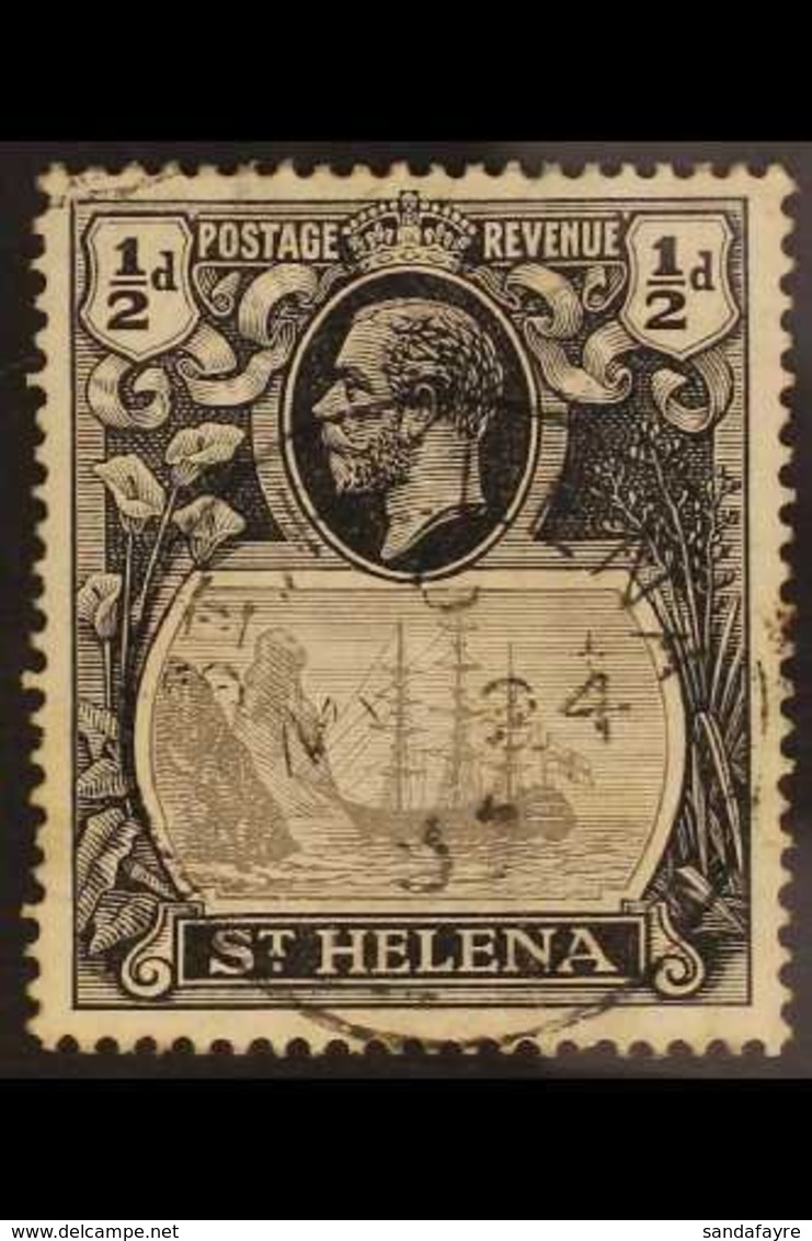 1922-37  ½d Grey & Black, BROKEN MAINMAST VARIETY, SG 97a, Very Fine Used. For More Images, Please Visit Http://www.sand - Saint Helena Island