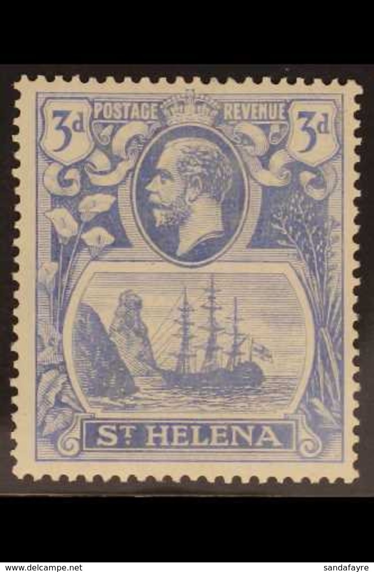 1922-37  3d Bright Blue, BROKEN MAINMAST VARIETY, SG 101a, Very Fine Mint. For More Images, Please Visit Http://www.sand - Saint Helena Island
