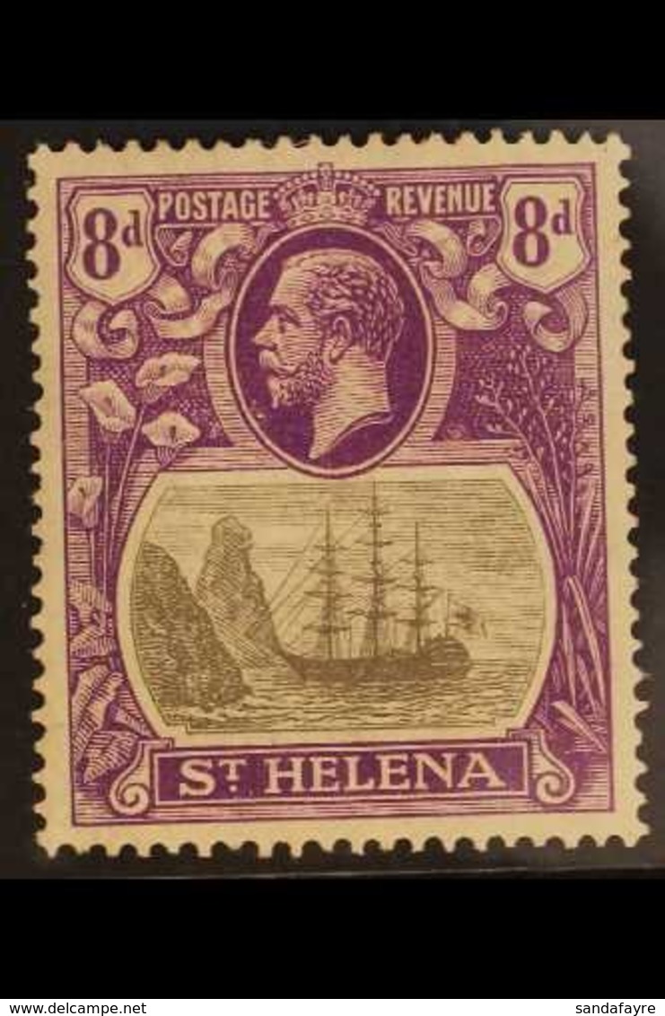 1922-37  8d Grey & Bright Violet, CLEFT ROCK VARIETY, SG 105c, Very Fine Mint. For More Images, Please Visit Http://www. - Saint Helena Island