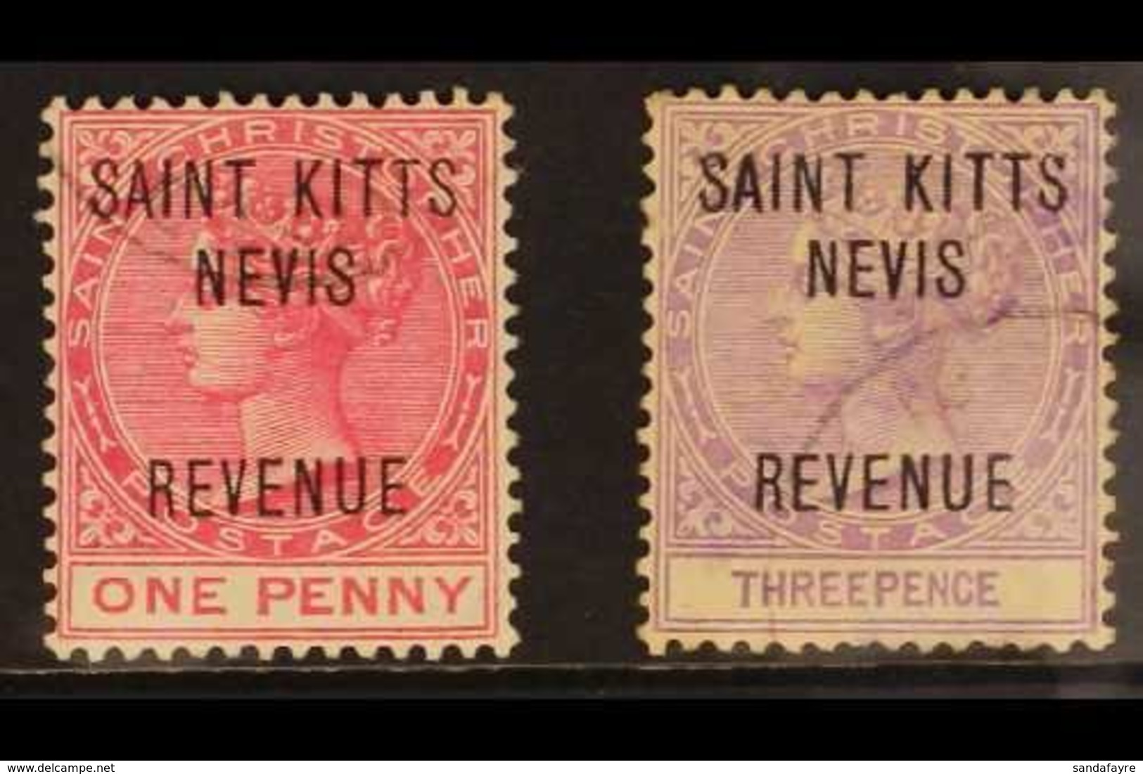 POSTAL FISCALS  1885 1d Rose & 3d Mauve, SG R3/4, Fine Used (2 Stamps). For More Images, Please Visit Http://www.sandafa - St.Christopher-Nevis-Anguilla (...-1980)