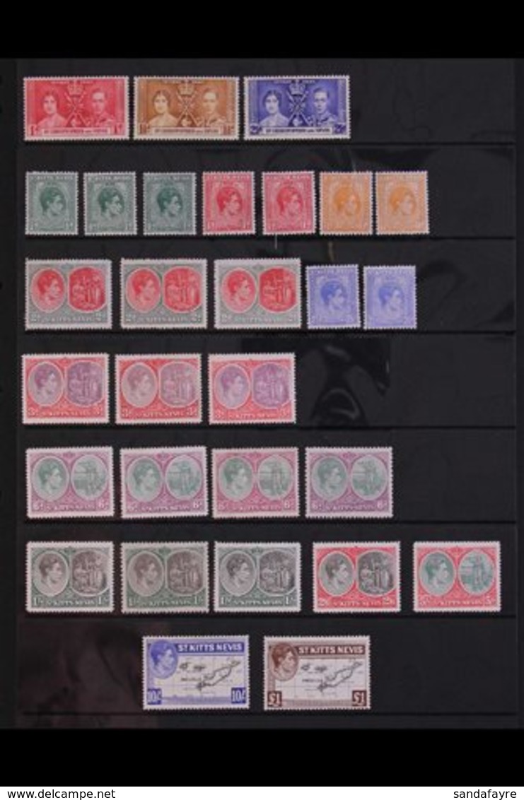 1937-63 MINT & NHM COLLECTION.  A Lovely Collection Presented On Stock Pages That Includes A Highly Complete KGVI Collec - St.Kitts And Nevis ( 1983-...)