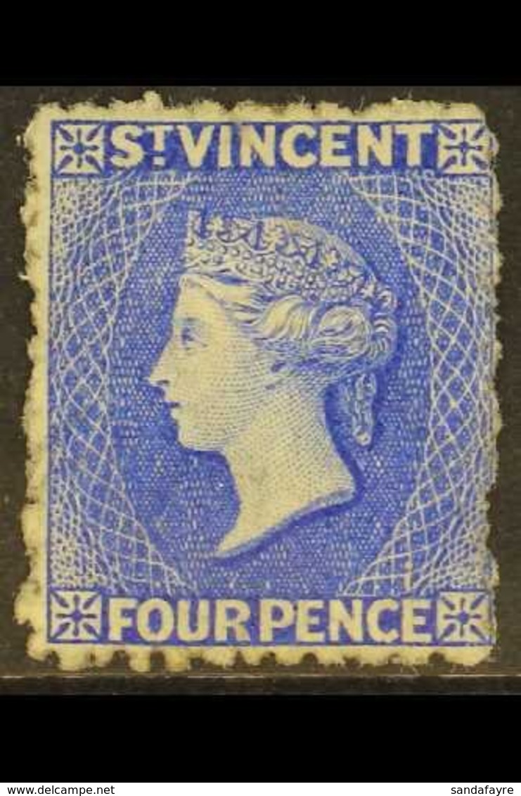 1881  4d Bright Blue, SG 38, Unused Regummed, Fresh Colour, Cat £1,200. For More Images, Please Visit Http://www.sandafa - St.Vincent (...-1979)