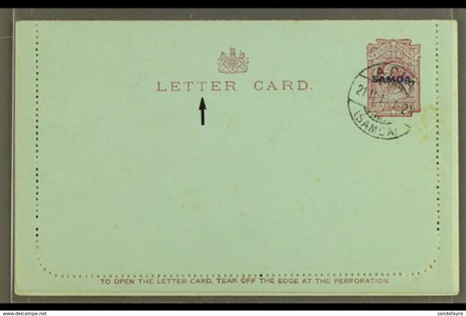 1914 LETTER CARD  1d Dull Claret On Blue, Inscription 94mm, H&G 1a, Cancelled To Order With Apia 21.11.14 C.d.s. Postmar - Samoa