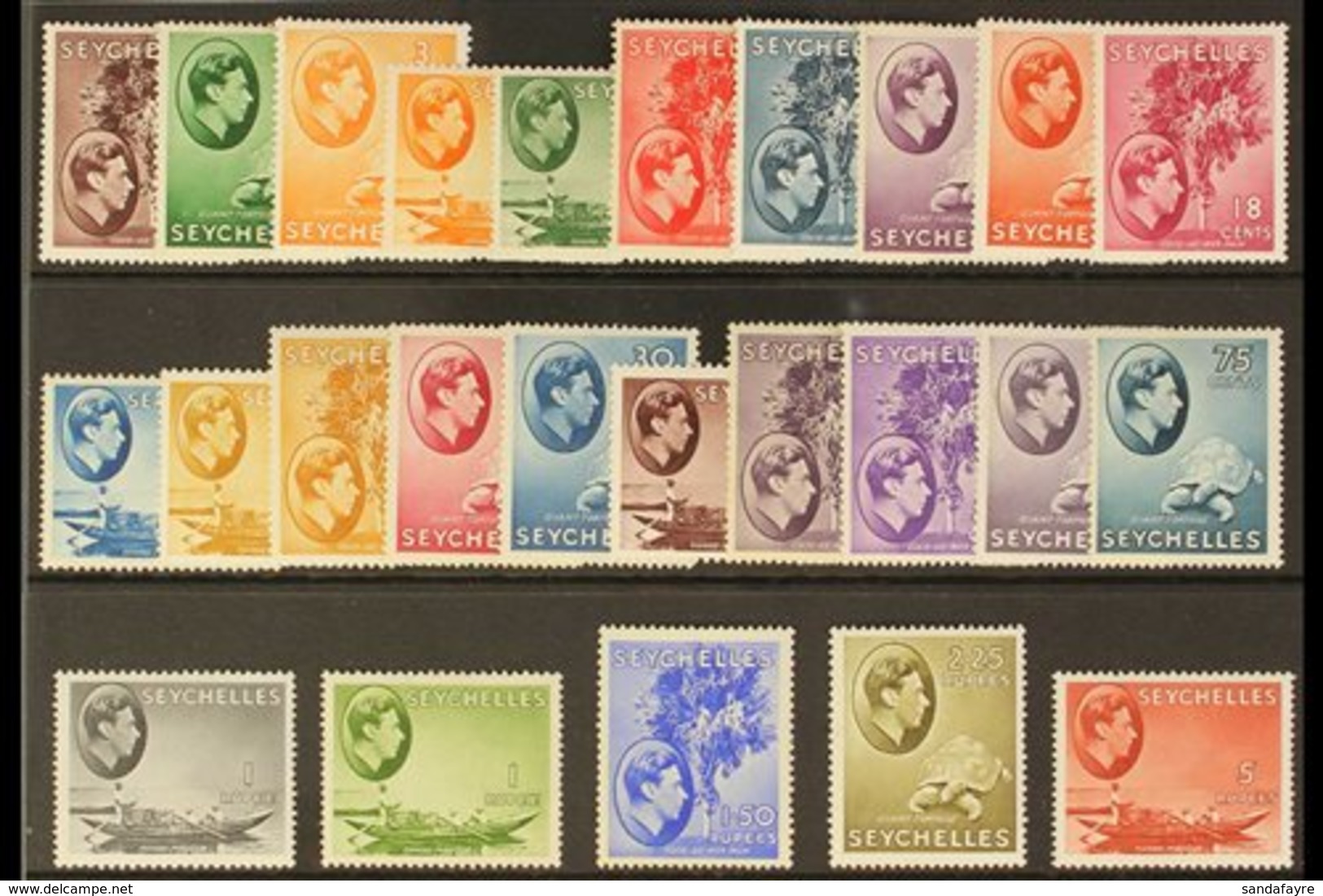 1938-49  King George VI Pictorial Definitives Complete Set, SG 135/149, Fine Mint. (25 Stamps) For More Images, Please V - Seychelles (...-1976)