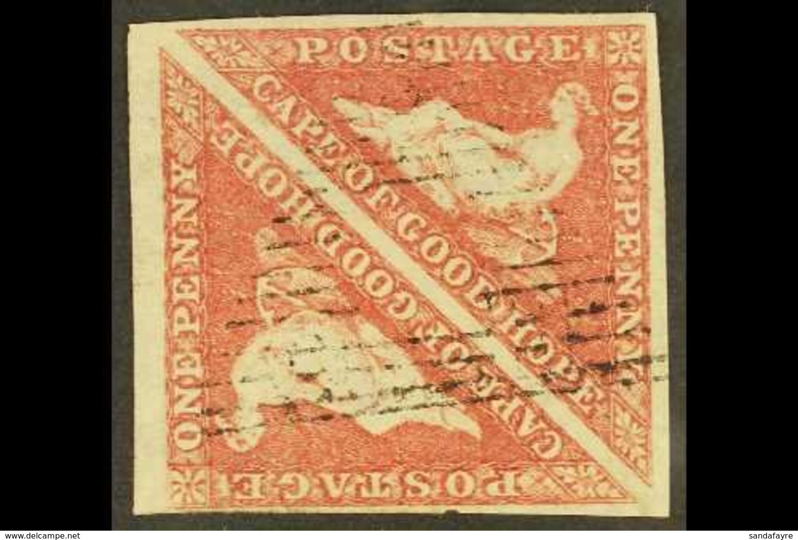 CAPE  1855-63 1d Deep Rose-red, On White Paper, PAIR, SG 5b, Very Fine Used, Full Margins. For More Images, Please Visit - Unclassified