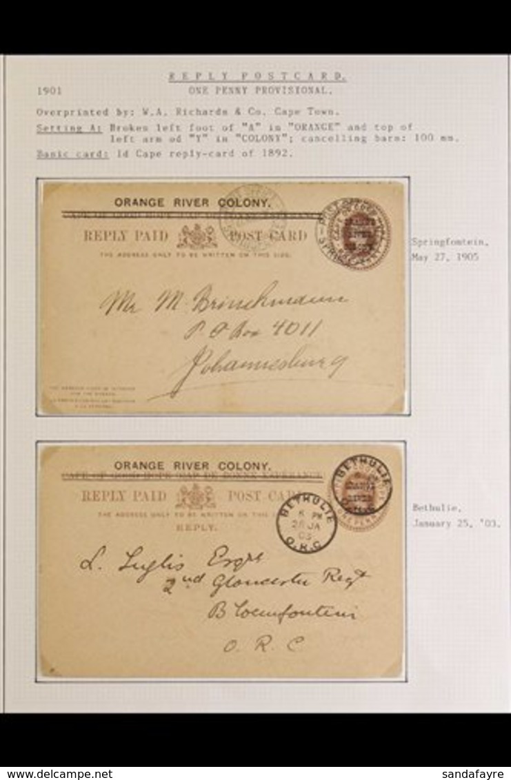 ORANGE RIVER COLONY  POSTAL STATIONERY 1901-1914 Attractive Collection With Specialized Information, All Fine Used Inclu - Non Classés