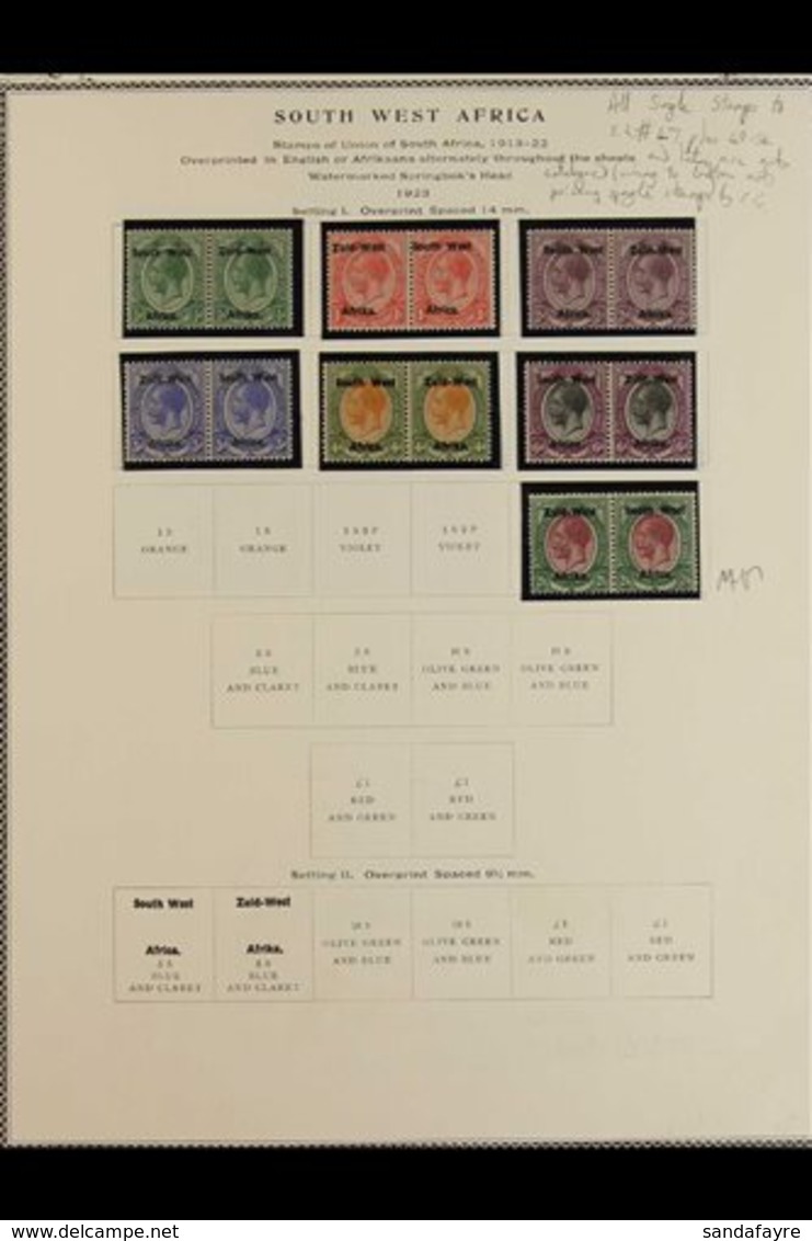 1923-1954 FINE MINT COLLECTION  In Hingeless Mounts On Leaves, Includes 1923 Opts Setting I Pairs Set To 6d & 2s6d (this - South West Africa (1923-1990)