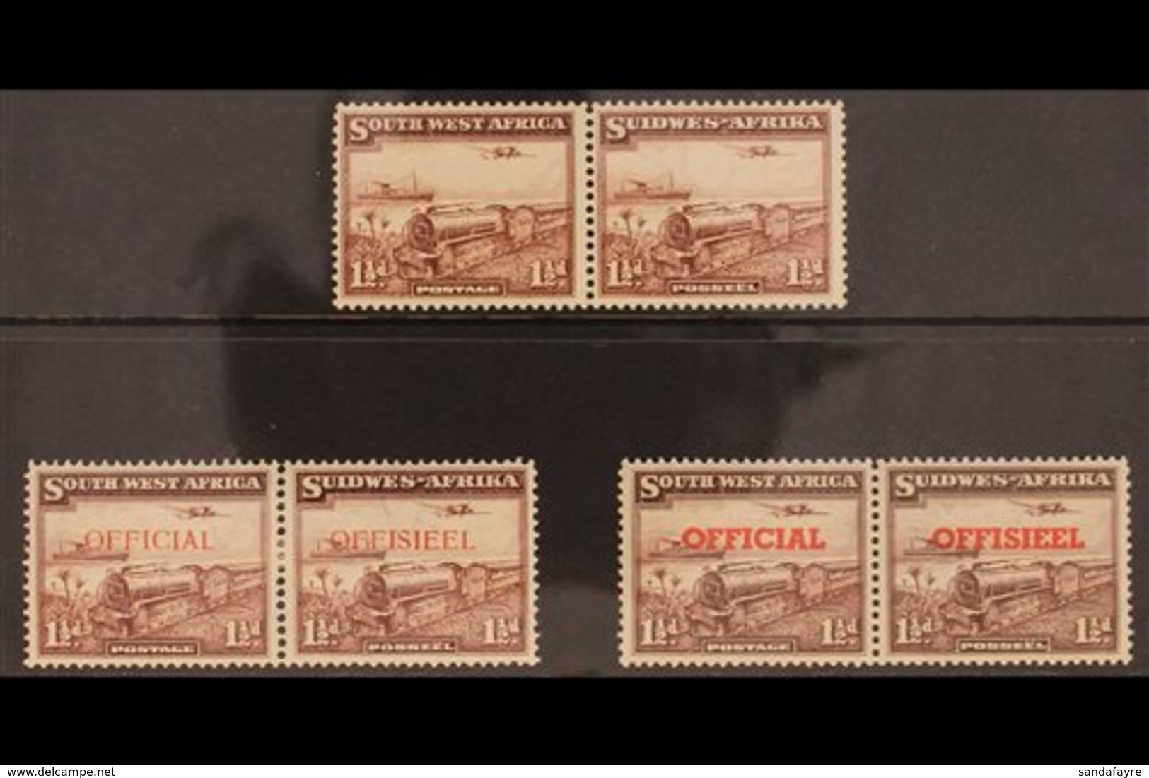 1937-45 "MAIL TRAIN" STAMPS  1937 1½d (SG 96), Plus Officials 1938 1½d (SG O17) And 1945 1½d (SG O20) Very Fine Mint Hor - South West Africa (1923-1990)