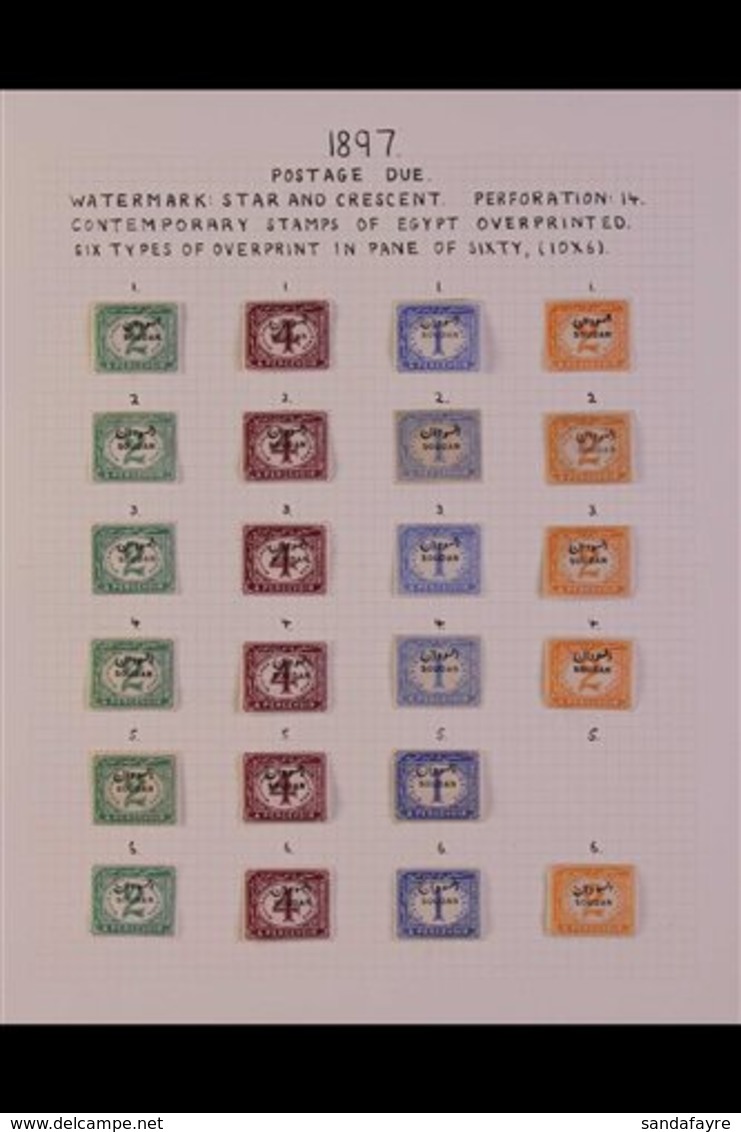 POSTAGE DUE  1897 OVERPRINTS MINT STUDY Of The 6 Different Overprint Types, A Collection With Each Value Having The Six  - Sudan (...-1951)