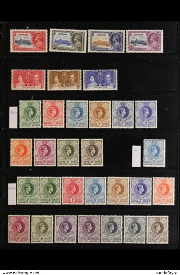 1935-1956 VERY FINE MINT COLLECTION  On A Two-sided Stock Page, ALL DIFFERENT, Includes 1935 Jubilee Set NHM, 1938-54 KG - Swaziland (...-1967)
