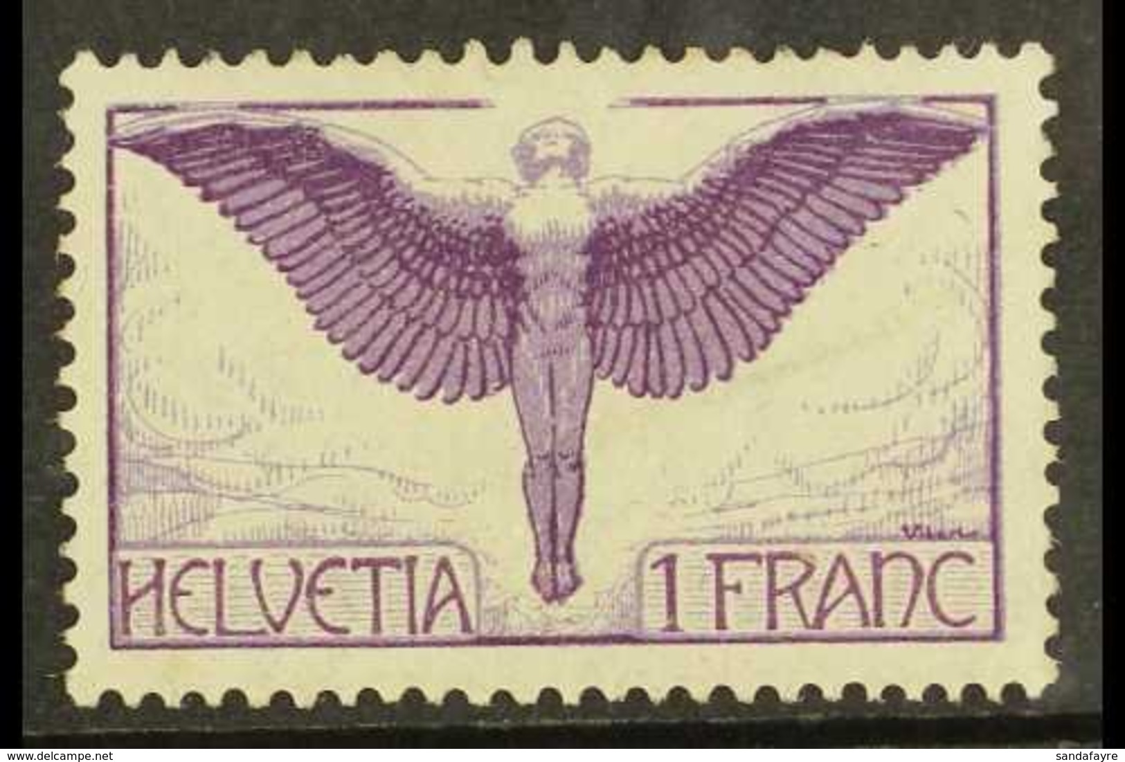 1924  1Fr Dark Violet Icarus, Ordinary Paper, Mi 191x, Never Hinged Mint For More Images, Please Visit Http://www.sandaf - Other & Unclassified