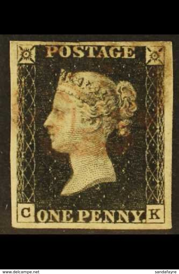 1840  1d Black 'CK' Plate 6, SG 2, Used With 4 Margins & Light Red MC Cancellation. Very Attractive. For More Images, Pl - Unclassified