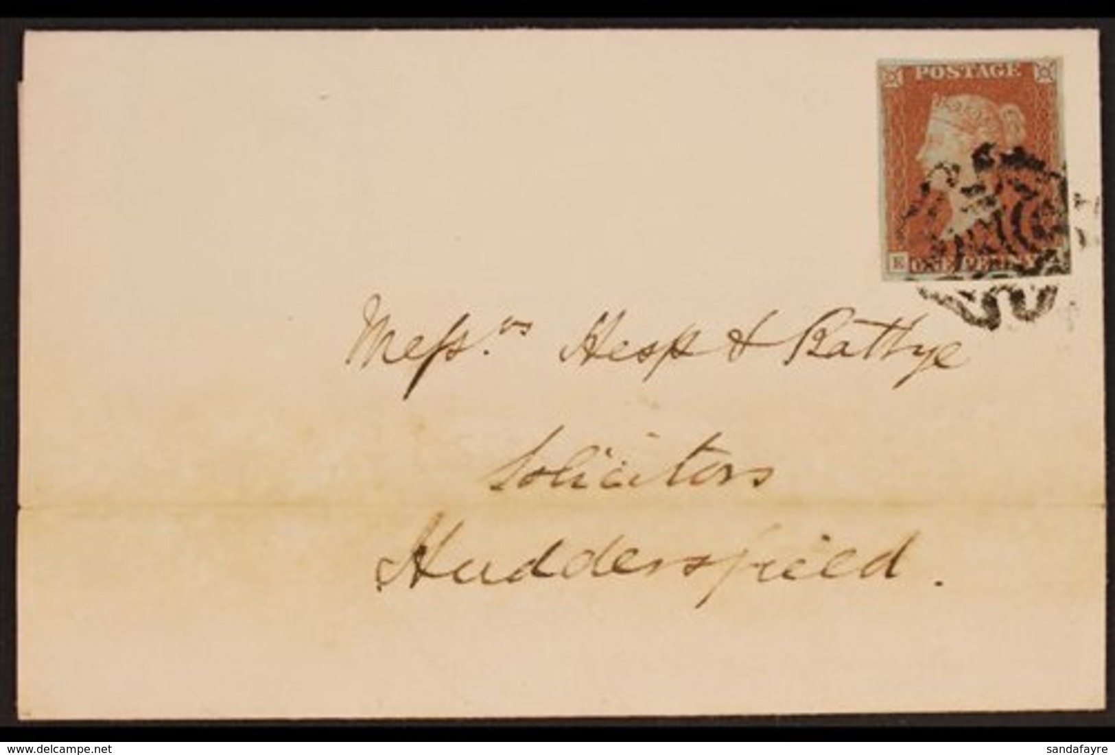 1840  (20 Oct) Entire Letter Addressed To Huddersfield, Bearing 1841 1d Red-brown 'EH' From 'black' Plate 5 Tied By Malt - Other & Unclassified