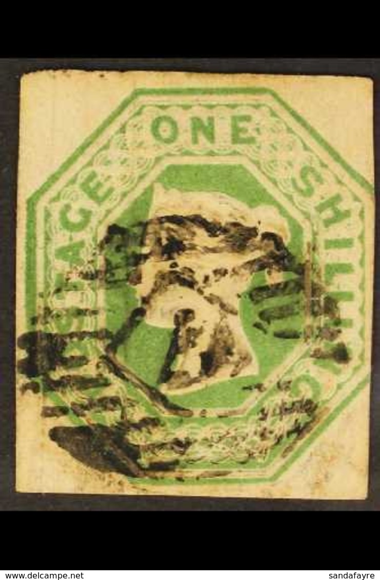 1847-54  1s Green, Embossed Issue, SG 55, Good To Fine Used With Three Margins, Cat.£1000. For More Images, Please Visit - Other & Unclassified