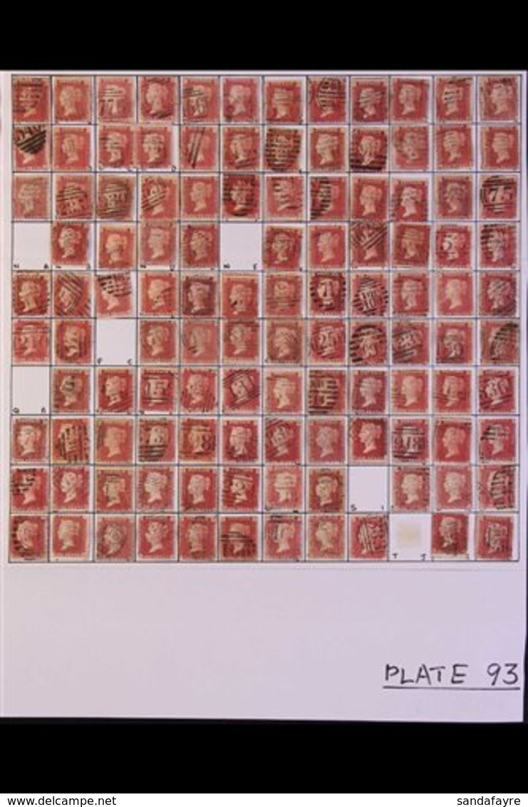 1858-79 PENNY RED PLATE RECONSTRUCTIONS.  A Virtually Complete Reconstruction Of PLATES 90 TO 93, We See 910+ Stamps Of  - Other & Unclassified