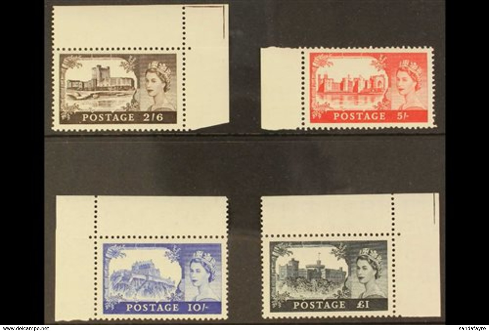 1955  Castles Waterlow Set Complete, SG 536/39, Never Hinged Mint, All But The 5s Showing Sheet Margin Marks Which Prove - Other & Unclassified